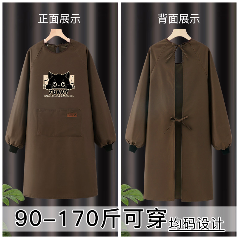女士围裙长袖防油防水摆摊年轻人罩衣工作服美甲厨房家用2026新款