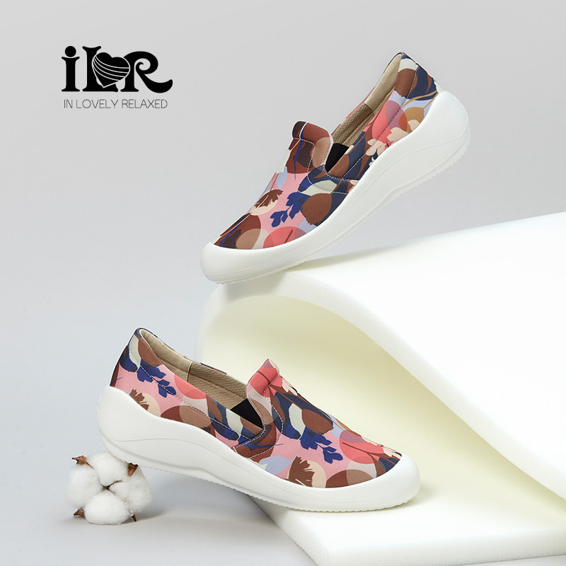 ILR因爱乐诗时尚印花坡跟乐福鞋女极简一脚蹬平底软底不累脚女鞋,淘宝优惠券,粉丝福利购,淘宝优惠卷