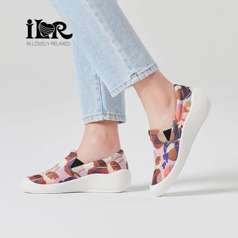 ILR因爱乐诗时尚印花坡跟乐福鞋女极简一脚蹬平底软底不累脚女鞋,淘宝优惠券,粉丝福利购,淘宝优惠卷