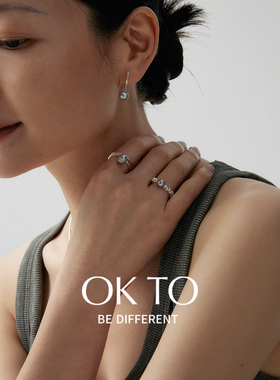 OKTO异形灰珍珠开口戒指925银