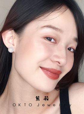OKTO蕉菘【清凉意】白玉髓星球925银耳钉清冷高级感半球耳饰女