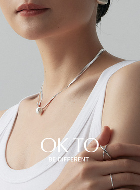 OKTO双层银色链球锁骨项链