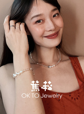 OKTO天然白水晶拼接珍珠手链