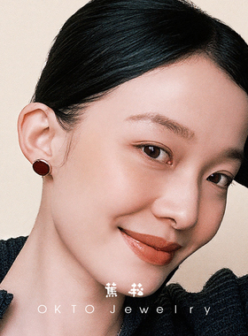 蕉菘OKTO【是自己的太阳】珐琅金属耳钉复古百搭圆形耳饰女