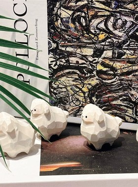 手工木雕小羊可爱桌面摆件雕刻工艺品书房办公区小摆设送人礼品