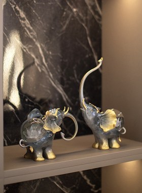 现代简约吉祥如意大象水晶球招财摆件客厅玄关酒柜家居装饰品礼品