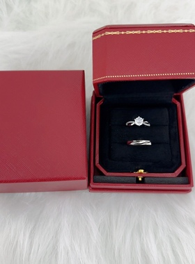 小红书ins风真莫桑石戒指女情侣对戒假钻戒结婚婚戒摆拍婚纱照