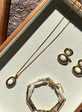 SWY荷包蛋天然石项链吊坠女款高级感轻奢百搭气质新款爆款锁骨链