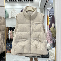 Boseldens joint short down-down jacket Machia Women 2023 New Korean version Collar Rivet Loose White Duck Suede