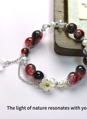 AuraStones【枫露】转运原创天然能量红水晶琉璃手串手链招财祈福