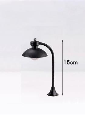 欧式迷你led路灯小摆件 可变色圆方形模型灯微景观造景公园街边灯