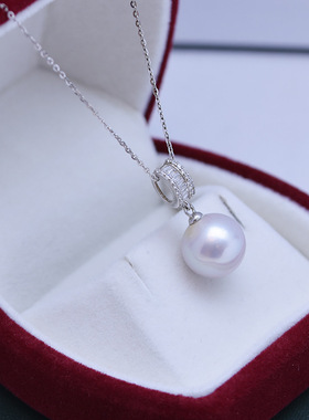 诸暨工厂淡水珍珠11-12mm简约强光S925银几乎无暇白搭吊坠项a2912