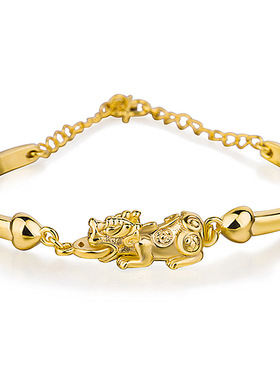 钻石之乡河南商丘韩版时尚银饰品镀金3D硬金貔貅手链款手镯a0251