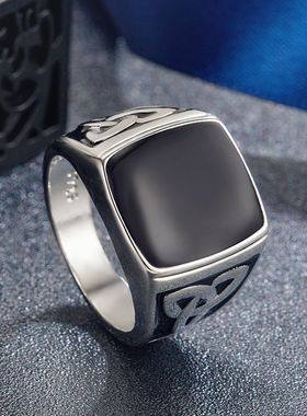 钻石之乡河南柘城河南人工钻石欧美复古黑滴胶戒指 外贸时尚维京