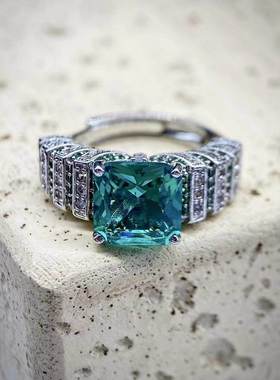 钻石之乡河南商丘钻石帕拉伊巴铁塔戒指湖绿色碳钻绿锆石开a2498