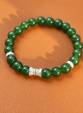 天然石马来玉菠菜绿项链新中式简约锁骨链高级感轻厂家a3220