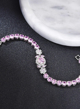 钻石之乡河南钻石商丘人工钻石花朵紫色轻奢手饰闺蜜礼物天a2518