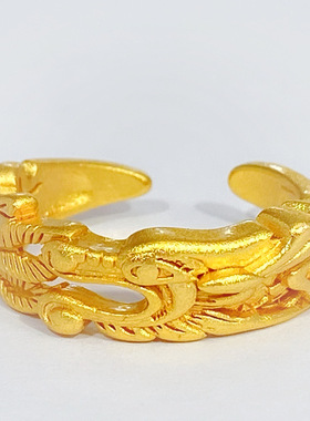 钻石之乡河南商丘手工雕刻古法龙骧麟振戒指 新品霸气龙纹祥a0060