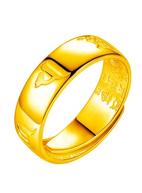 钻石之乡河南商丘潮流民族风精雕心经六字真言戒指环银开口a2617