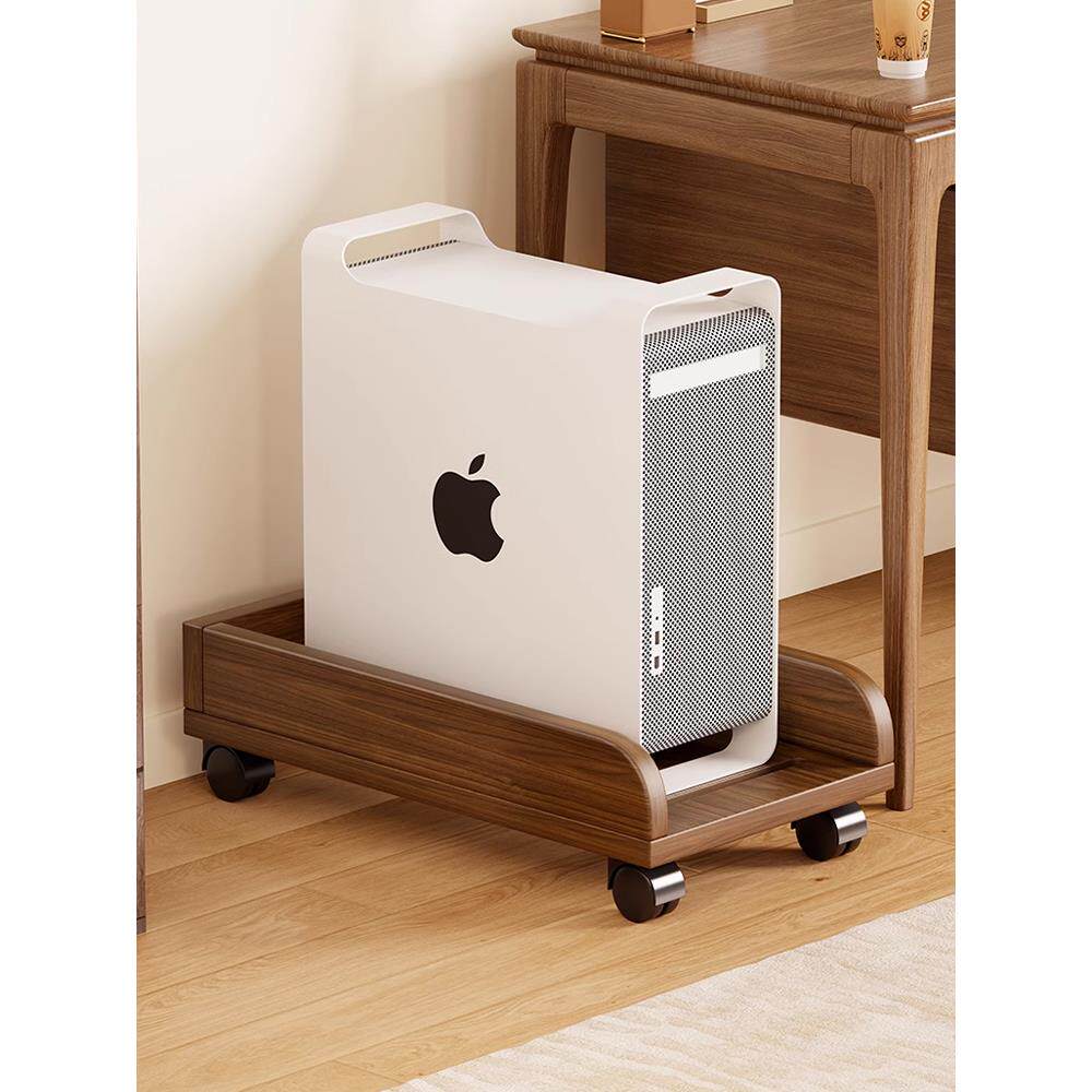 Solid wood computer host bracket mobile heightened base office desk under storage rack widened desktop chassis storage rack