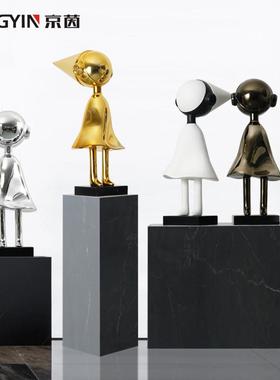 酒柜艺术小摆设样板房电视柜抽象卡通雕塑人物装饰品北欧民宿摆件