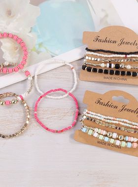 波西米亚手串糖果色多串