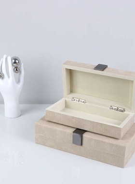 简约现代意式轻奢皮革收纳盒摆件家居装饰品化妆间首饰盒卧室摆设