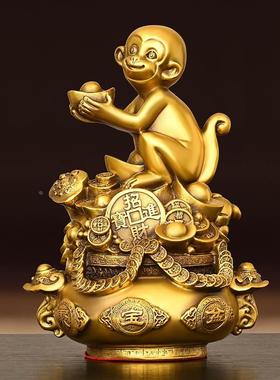 铜猴子摆件纯金献宝福客