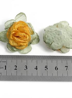 复古焦边山茶花朵 纱花 仿真花假花 diy发夹服饰包包帽子辅料配件