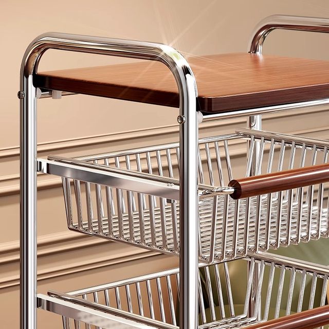 Imported Japanese small cart storage rack living room floor-standing mobile kitchen fruit and vegetable storage multi-functional home dining side cabinet