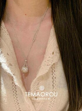 项链百搭高级感饰品链小众锁骨时尚简约项饰网兜锆石法式珍珠吊坠