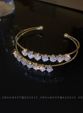 通勤批发手镯气质锆石手饰开口