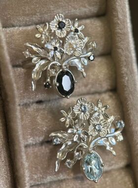 点缀戒指花朵镶潮流甜美风耳钉