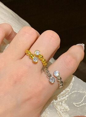 戒指手饰开口高级感女圆形锆石