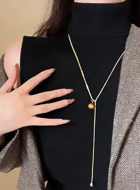 轻奢百搭14真金电镀美拉德锁骨