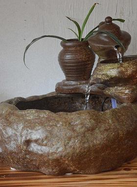 中式家居喷泉水景流水装饰摆件陶瓷工艺品客厅办公室桌面加湿摆设