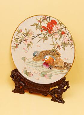 铜板饰品鸳鸯水玩细丝珐琅新中国风卧室客厅坐板景泰蓝手工礼品