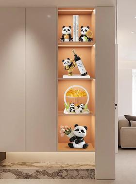 熊猫酒柜摆件客厅家居电视柜餐柜装饰品入户玄关柜乔迁新居礼品