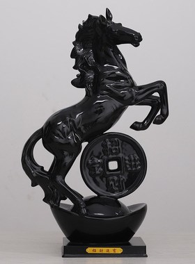 陶瓷马摆件黄色马到成功白瓷器招财马工艺品客R厅办公室开业礼品