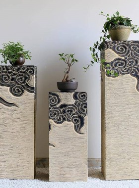 厂促新式禅意仿古祥饰q云中展示柱落地摆件家居饰品关室内客厅玄