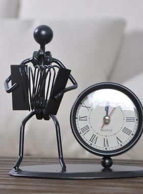 北欧ins金属现代简约时钟 创意个性客厅卧室床头装饰品钟表小摆件