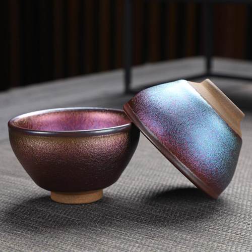 窑变建盏功夫品茗茶杯主人杯单杯陶瓷杯茶碗茶盏套装家用收纳杯架 - 图0