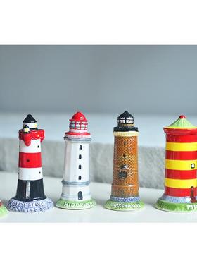 出口德国创意摆件桌面陶瓷手绘建筑小灯塔装饰摆件欧式鱼缸装饰品