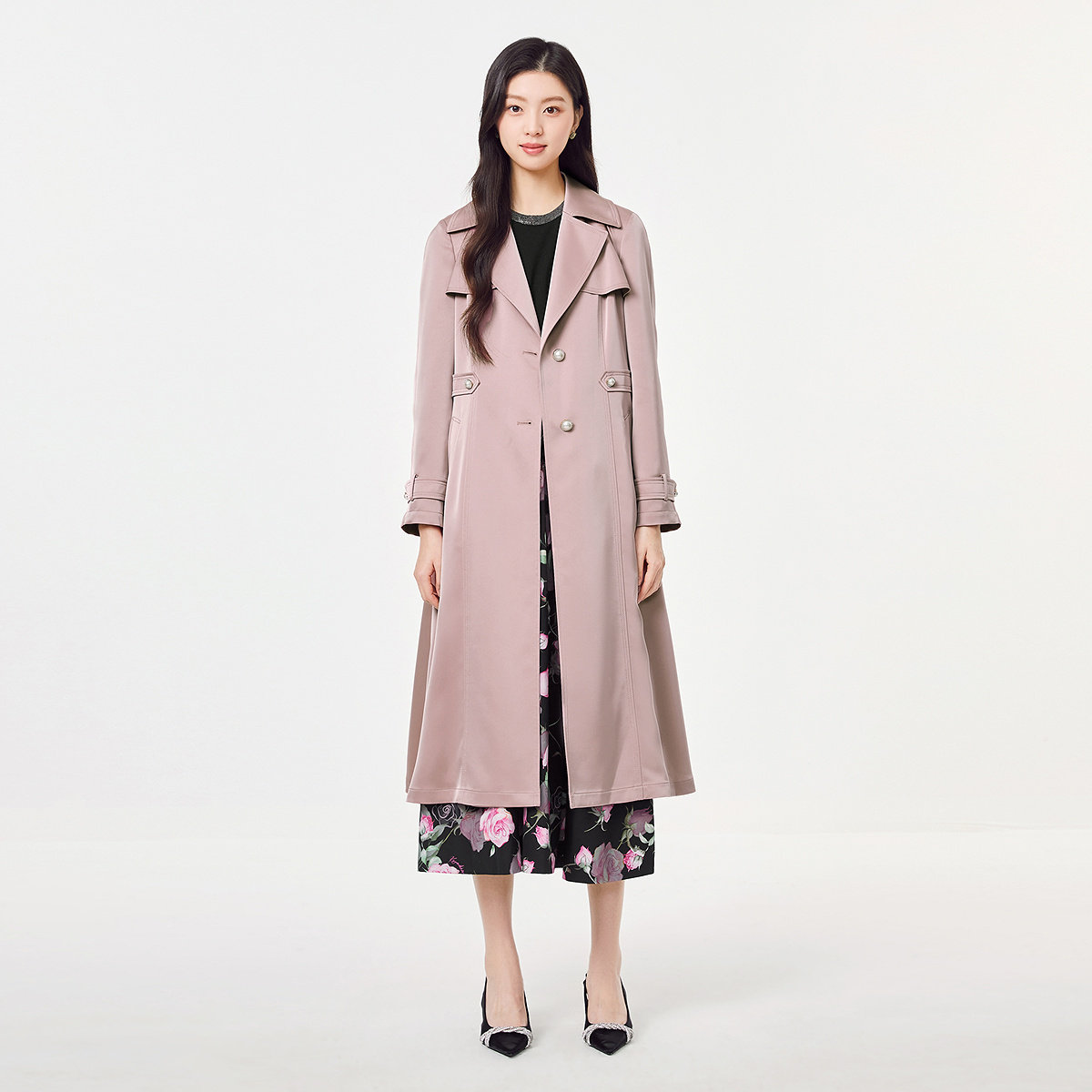 【三醋酸】Koradior珂莱蒂尔商场同款女装2025春新款气质风衣外套