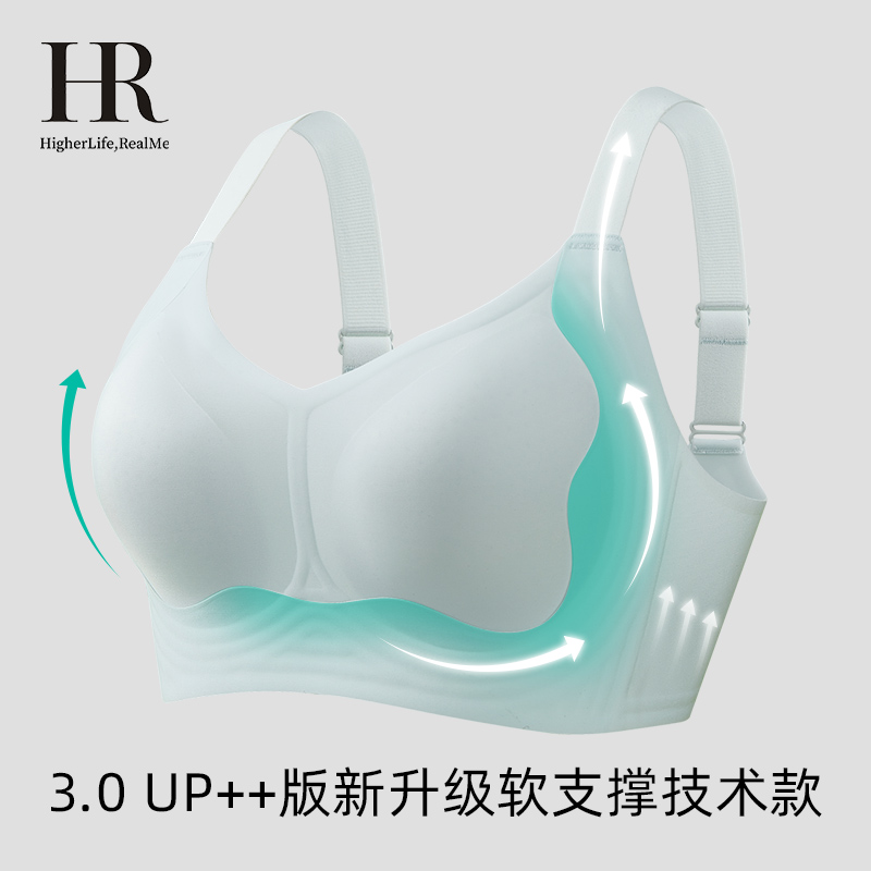 HR赫莲娜提拉大胸显小文胸夏薄款透气无钢圈上托防下垂收副乳内衣