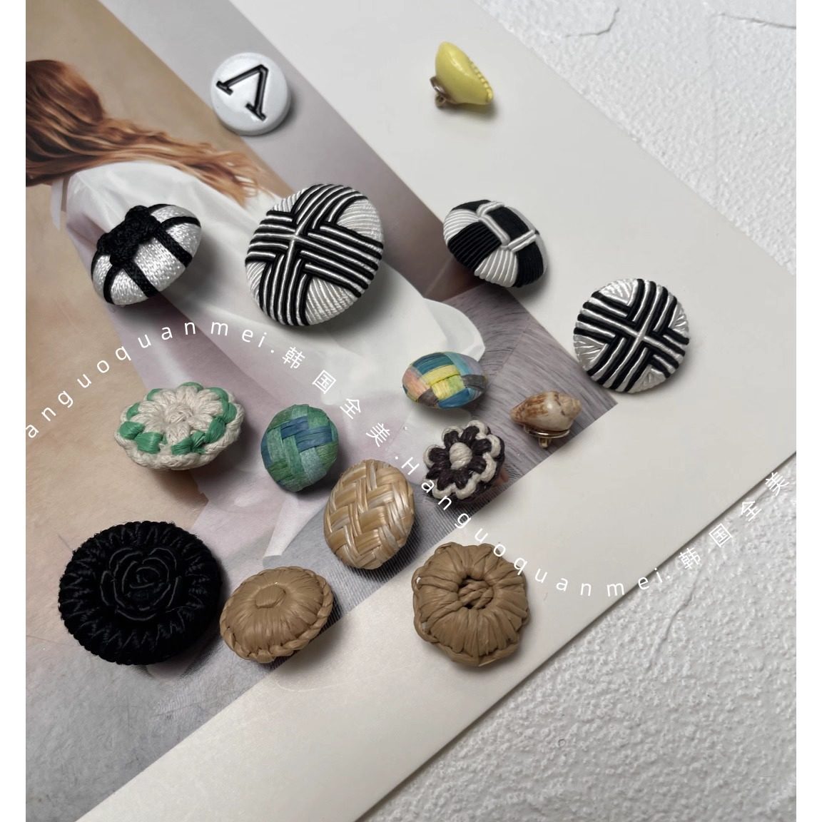 欧洲站欧货2025年秋冬新品编织纽扣贝壳手缝扣diy服装辅料扣子,淘宝优惠券,粉丝福利购,淘宝优惠卷
