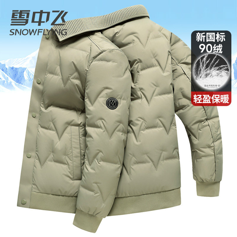 雪中飞时尚中青年轻暖薄款羽绒服男短款收腰小个子显瘦秋冬季外套