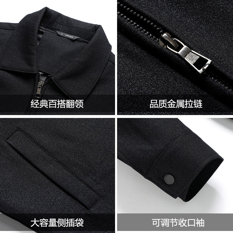 雪中飞翻领爸爸夹克外套男6070岁中老年父亲装厚实耐磨春秋季上衣