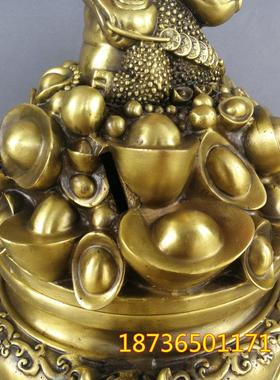 铜器纯铜金蟾元宝聚宝盆带盖熏香炉招财进宝家居装饰工艺桌面摆件