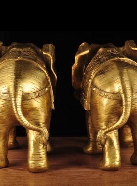 全铜大象摆件一对招财工艺品办公室桌客厅装饰摆设乔迁开业礼品